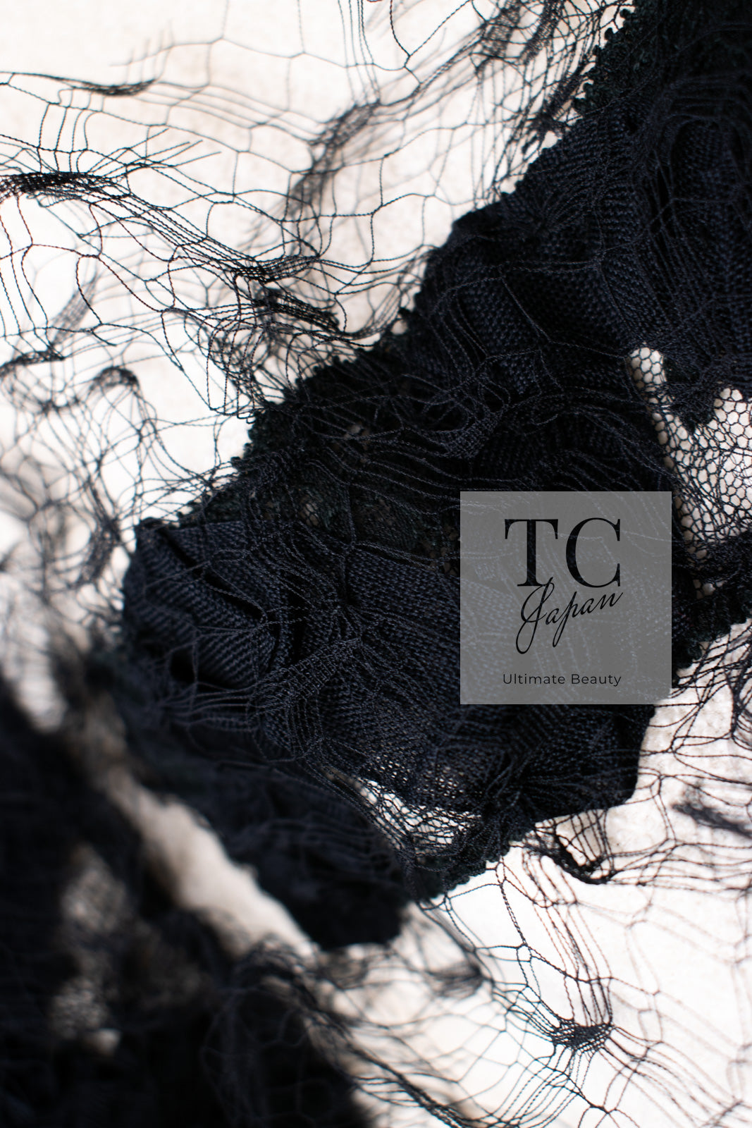 CHANEL 10C Ginza Limited Ivory Black Tulle Trimming Wool Silk Jacket 34 シャネル 銀座限定 アイボリー ブラック チュール レース トリミング ジャケット 即発