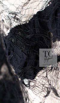 CHANEL 10C Ginza Limited Ivory Black Tulle Trimming Wool Silk Jacket 34 シャネル 銀座限定 アイボリー ブラック チュール レース トリミング ジャケット 即発