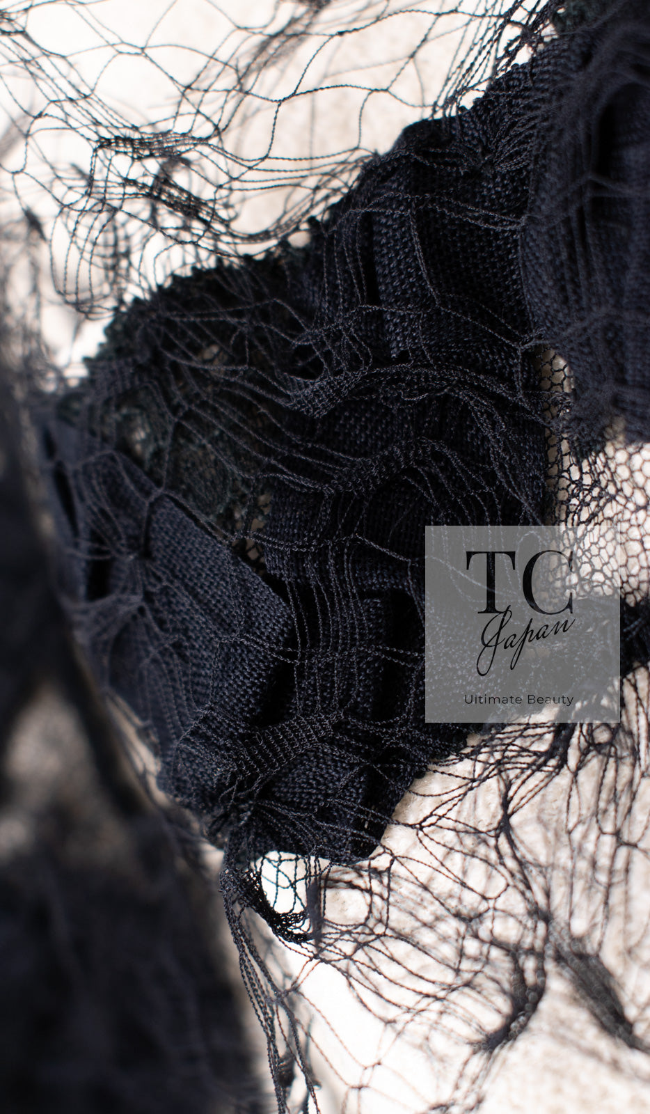 CHANEL 10C Ginza Limited Ivory Black Tulle Trimming Wool Silk Jacket 34 シャネル 銀座限定 アイボリー ブラック チュール レース トリミング ジャケット 即発