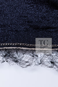 CHANEL 10C Ginza Limited Ivory Black Tulle Trimming Wool Silk Jacket 34 シャネル 銀座限定 アイボリー ブラック チュール レース トリミング ジャケット 即発
