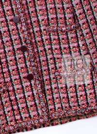 CHANEL 02S Vintage Red Mix Trim Collarless Tweed Jacket 34 36 42 シャネル ヴィンテージ レッド ミックス トリム ノーカラー ツイード ジャケット 即発