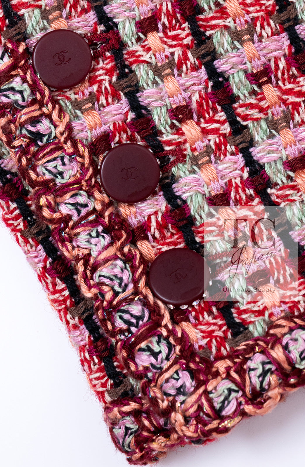 CHANEL 02S Vintage Red Mix Trim Collarless Tweed Jacket 34 36 42 シャネル ヴィンテージ レッド ミックス トリム ノーカラー ツイード ジャケット 即発