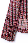 CHANEL 02S Vintage Red Mix Trim Collarless Tweed Jacket 34 36 42 シャネル ヴィンテージ レッド ミックス トリム ノーカラー ツイード ジャケット 即発