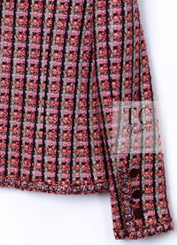 CHANEL 02S Vintage Red Mix Trim Collarless Tweed Jacket 34 36 42 シャネル ヴィンテージ レッド ミックス トリム ノーカラー ツイード ジャケット 即発