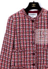 CHANEL 02S Vintage Red Mix Trim Collarless Tweed Jacket 34 36 42 シャネル ヴィンテージ レッド ミックス トリム ノーカラー ツイード ジャケット 即発