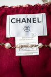 CHANEL 02S Vintage Red Mix Trim Collarless Tweed Jacket 34 36 42 シャネル ヴィンテージ レッド ミックス トリム ノーカラー ツイード ジャケット 即発