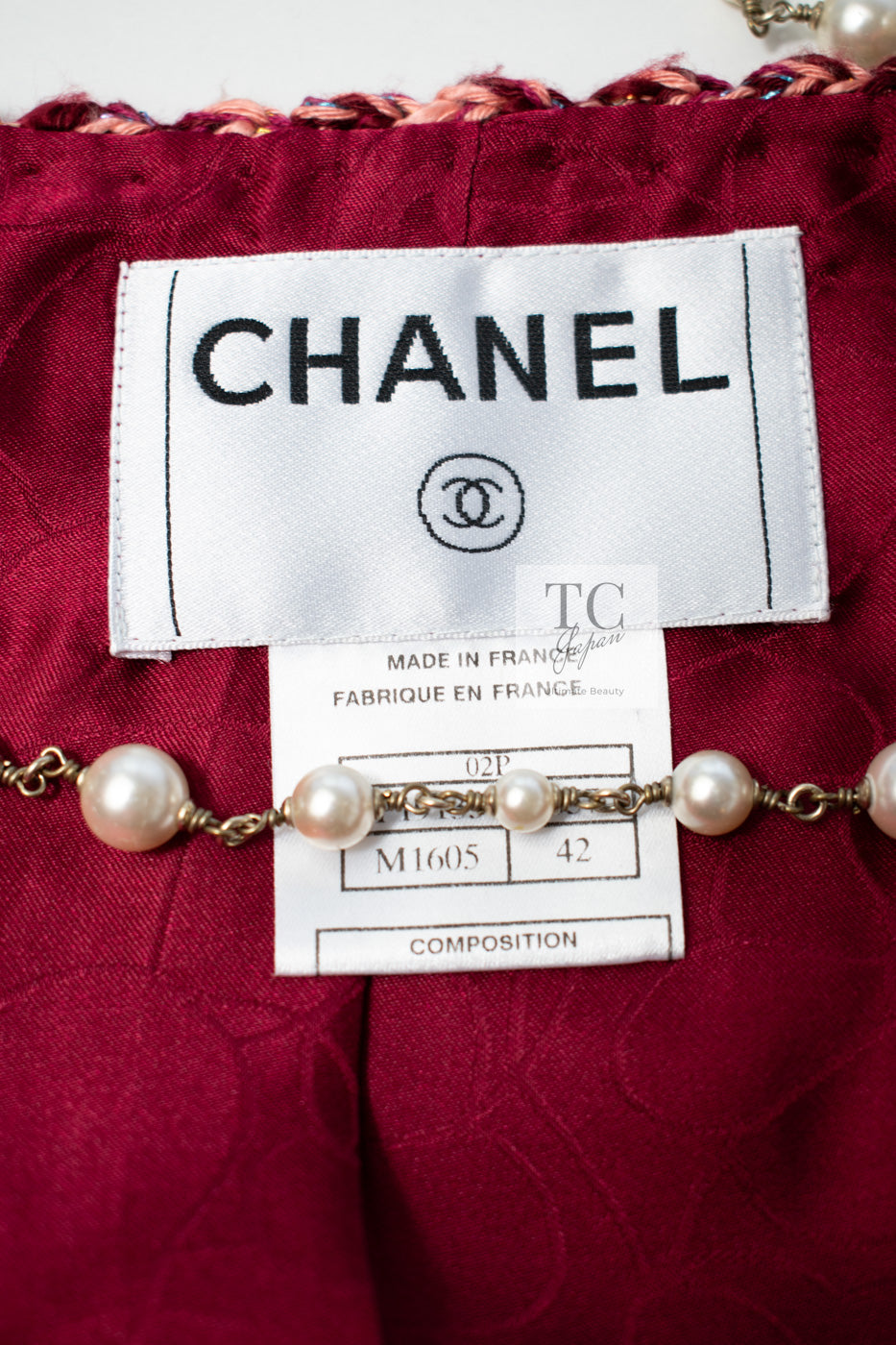 CHANEL 02S Vintage Red Mix Trim Collarless Tweed Jacket 34 36 42 シャネル ヴィンテージ レッド ミックス トリム ノーカラー ツイード ジャケット 即発