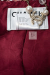 CHANEL 02S Vintage Red Mix Trim Collarless Tweed Jacket 34 36 42 シャネル ヴィンテージ レッド ミックス トリム ノーカラー ツイード ジャケット 即発
