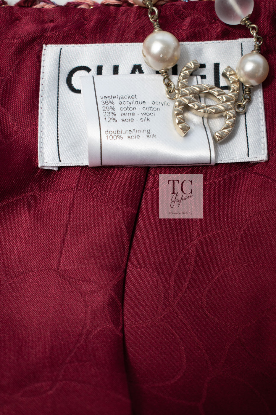 CHANEL 02S Vintage Red Mix Trim Collarless Tweed Jacket 34 36 42 シャネル ヴィンテージ レッド ミックス トリム ノーカラー ツイード ジャケット 即発