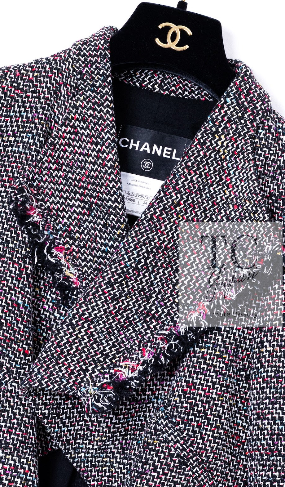 シャネル ジャケット CHANEL ブラック レッド マルチカラー コットン