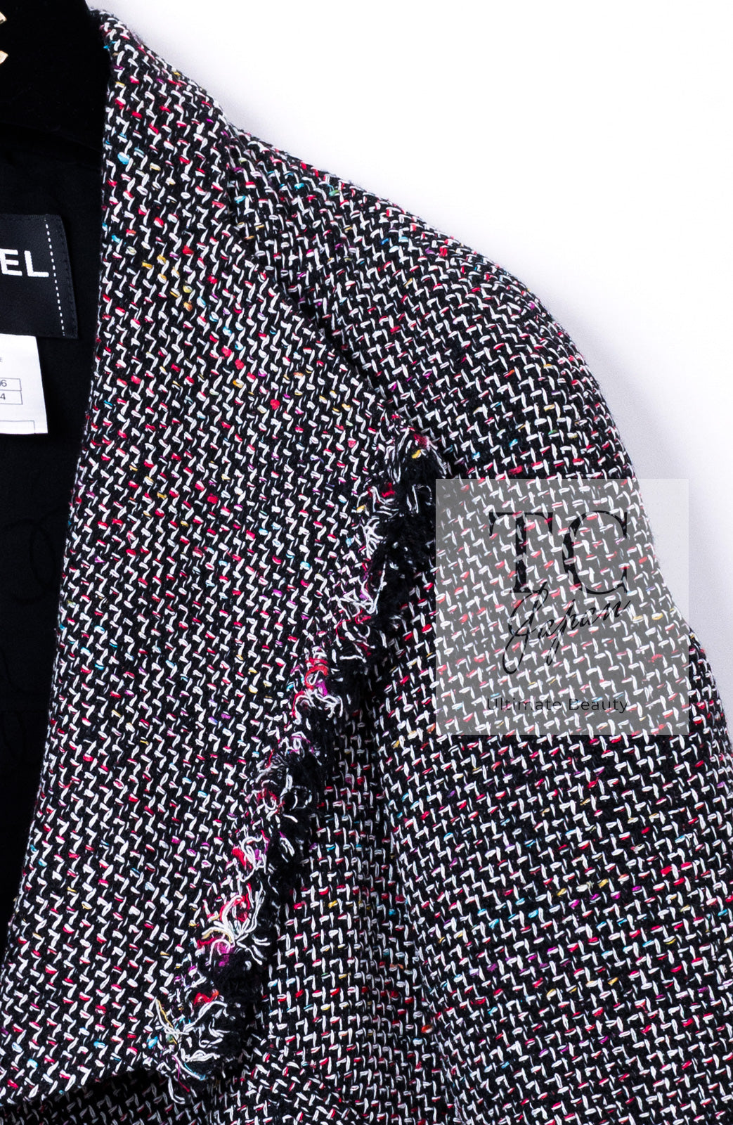 シャネル ジャケット CHANEL ブラック レッド マルチカラー コットン