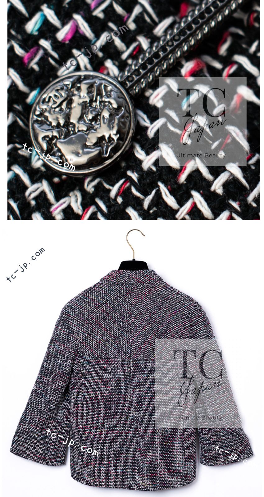 シャネル ジャケット CHANEL ブラック レッド マルチカラー コットン