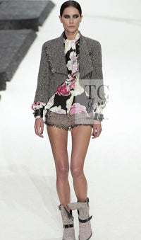 CHANEL 11S Black Red Multicolor Cotton Silk Tweed Jacket 34 36 シャネル ブラック レッド マルチカラー コットン シルク ツイード ジャケット 即発