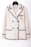 CHANEL 12PF Paris Bombay Ivory Wool Cashmere Blazer Jacket 36シャネル アイボリー エンブレム ウール カシミヤ ブレザー ジャケット 即発