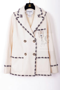 CHANEL 12PF Paris Bombay Ivory Wool Cashmere Blazer Jacket 36シャネル アイボリー エンブレム ウール カシミヤ ブレザー ジャケット 即発