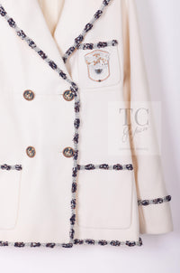 CHANEL 12PF Paris Bombay Ivory Wool Cashmere Blazer Jacket 36シャネル アイボリー エンブレム ウール カシミヤ ブレザー ジャケット 即発