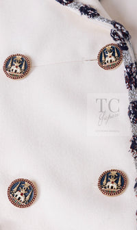 CHANEL 12PF Paris Bombay Ivory Wool Cashmere Blazer Jacket 36シャネル アイボリー エンブレム ウール カシミヤ ブレザー ジャケット 即発