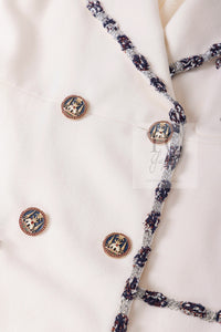 CHANEL 12PF Paris Bombay Ivory Wool Cashmere Blazer Jacket 36シャネル アイボリー エンブレム ウール カシミヤ ブレザー ジャケット 即発