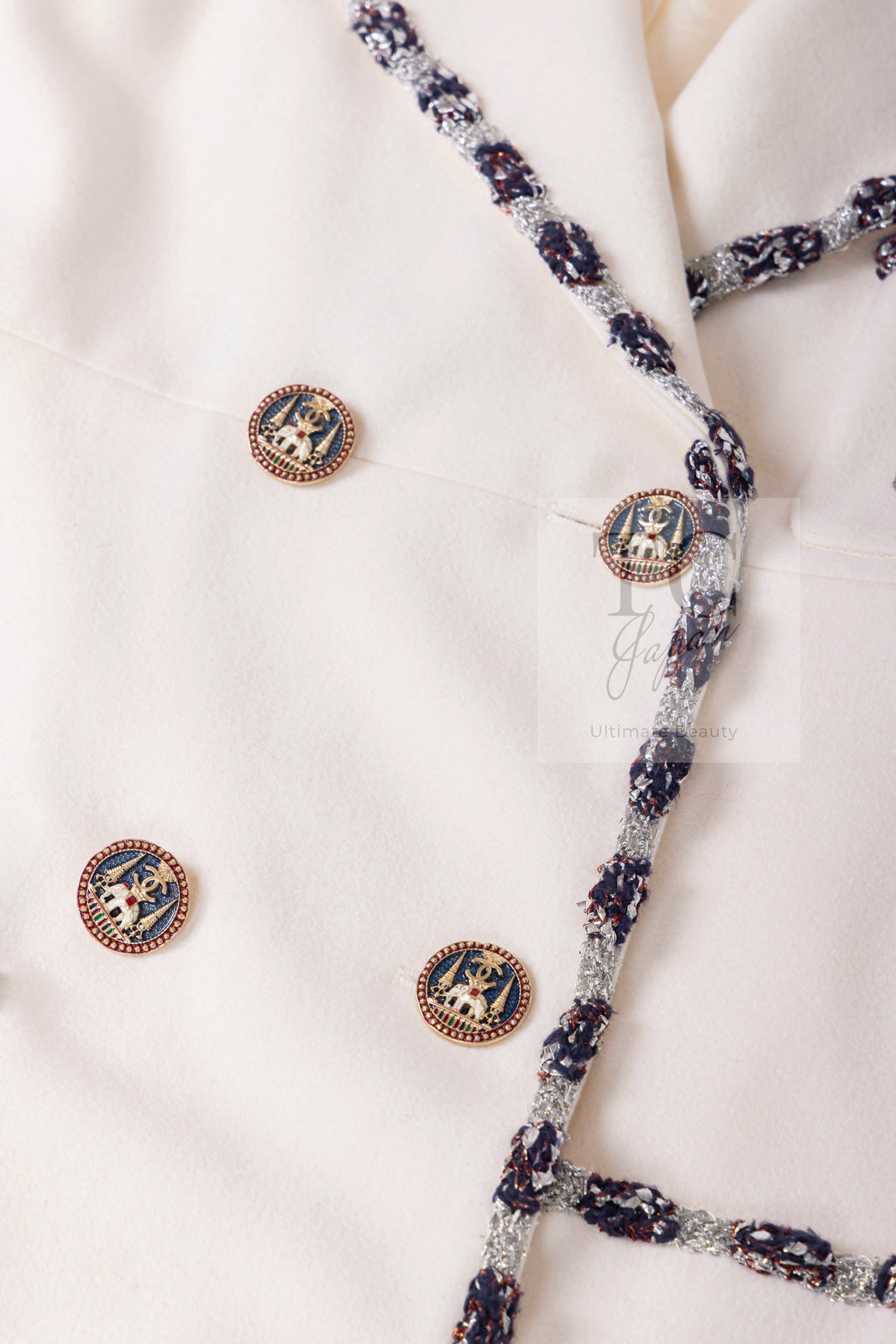 CHANEL 12PF Paris Bombay Ivory Wool Cashmere Blazer Jacket 36シャネル アイボリー エンブレム ウール カシミヤ ブレザー ジャケット 即発