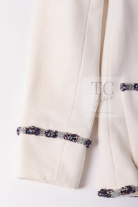 CHANEL 12PF Paris Bombay Ivory Wool Cashmere Blazer Jacket 36シャネル アイボリー エンブレム ウール カシミヤ ブレザー ジャケット 即発
