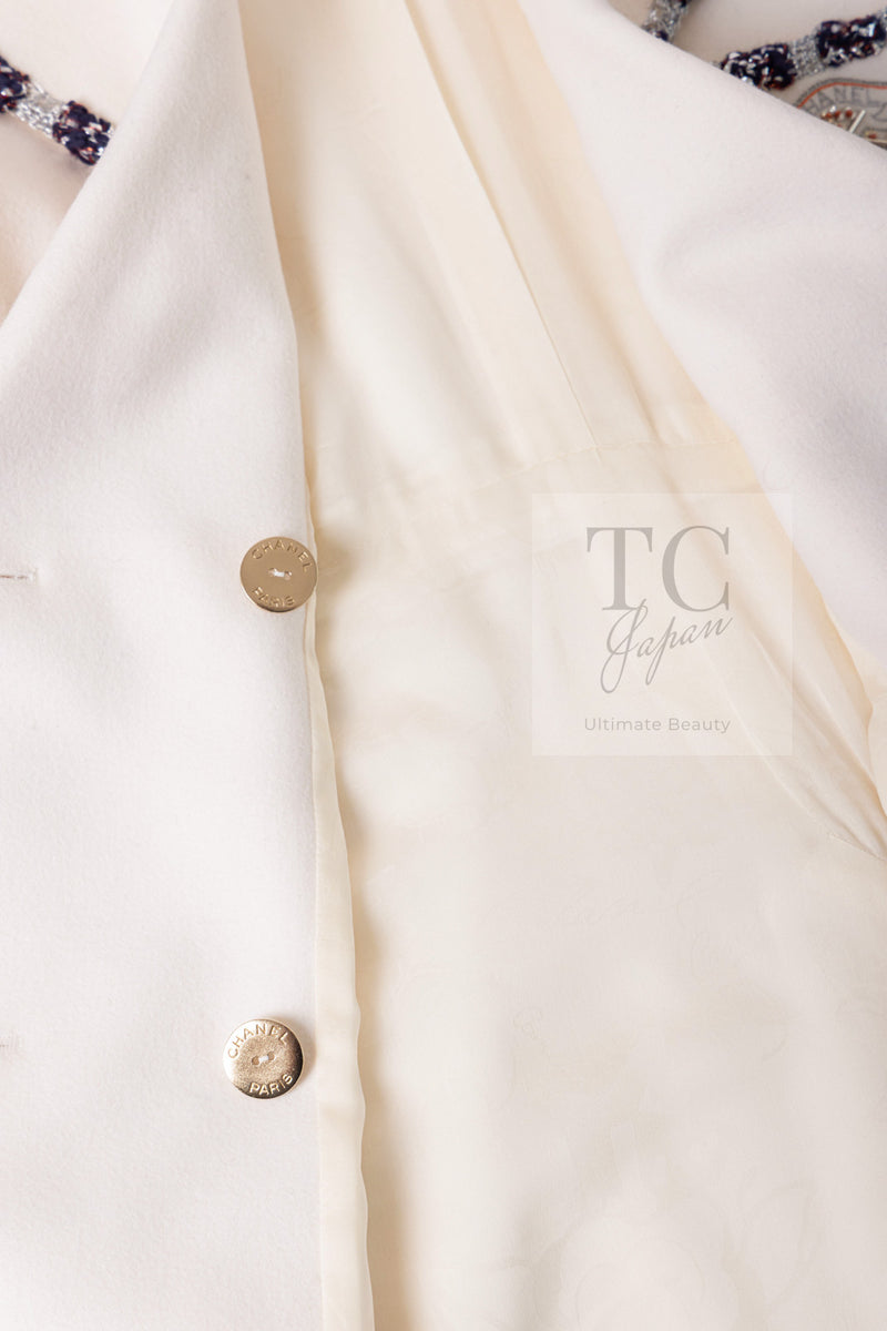 CHANEL 12PF Paris Bombay Ivory Wool Cashmere Blazer Jacket 36シャネル アイボリー エンブレム ウール カシミヤ ブレザー ジャケット 即発