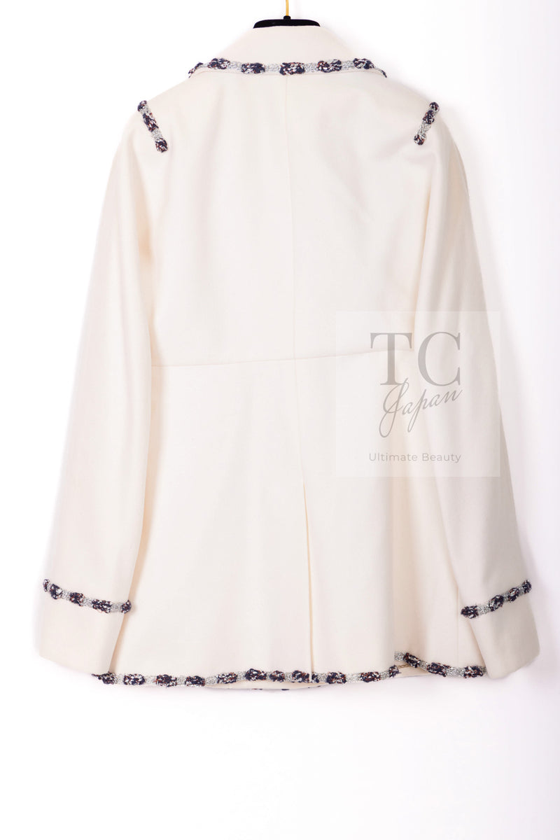 CHANEL 12PF Paris Bombay Ivory Wool Cashmere Blazer Jacket 36シャネル アイボリー エンブレム ウール カシミヤ ブレザー ジャケット 即発