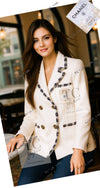 CHANEL 12PF Paris Bombay Ivory Wool Cashmere Blazer Jacket 36シャネル アイボリー エンブレム ウール カシミヤ ブレザー ジャケット 即発