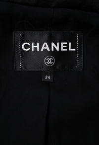 CHANEL 17A Black Wool Silk Braid Trimming Half Coat Jacket 34 40 42 シャネル ブラック ウール シルク ブレイドトリミング ハーフ コート ジャケット 即発