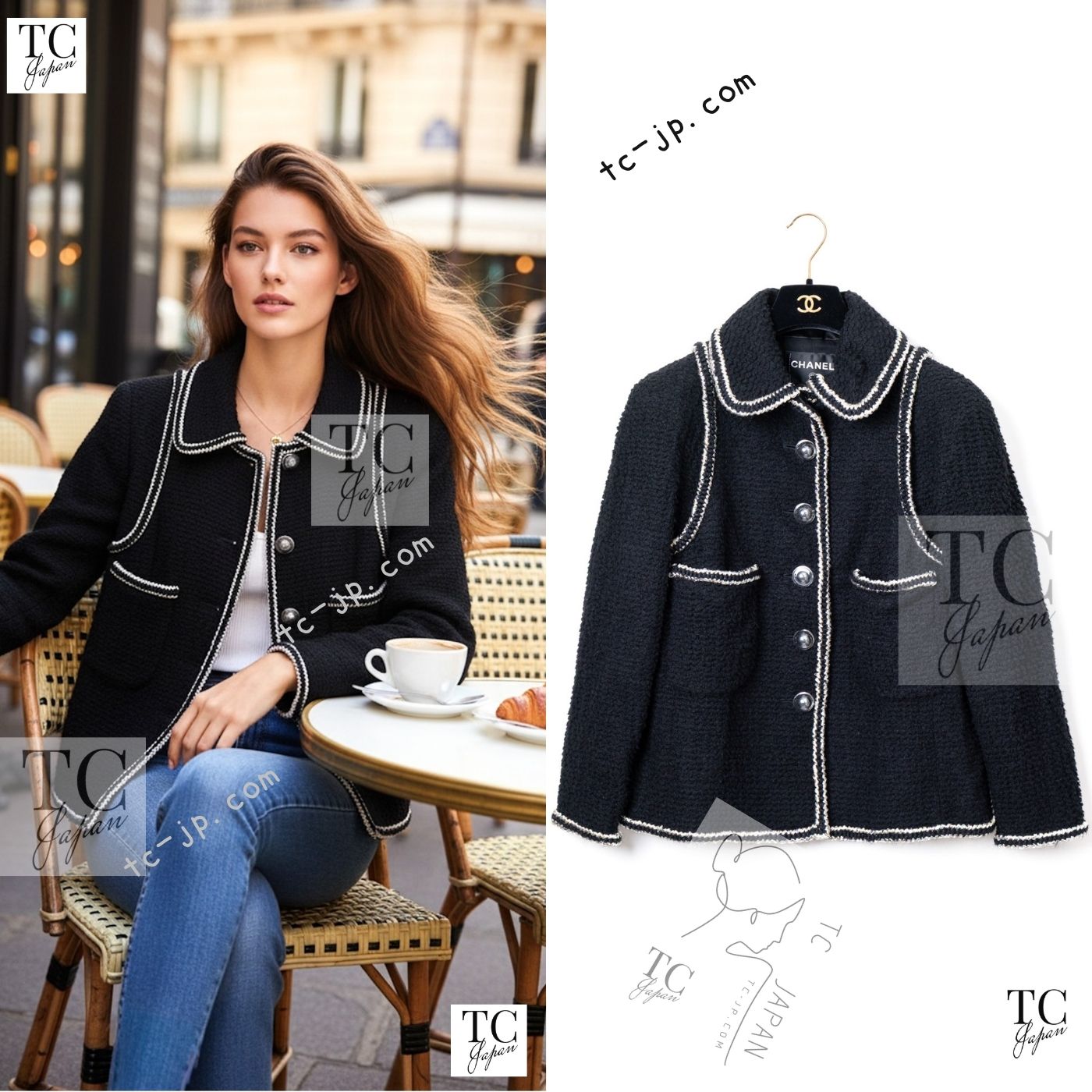 CHANEL 17A Black Wool Silk Braid Trimming Half Coat Jacket 34 40 42 シャネル ブラック ウール シルク ブレイドトリミング ハーフ コート ジャケット 即発