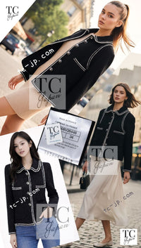CHANEL 17A Black Wool Silk Braid Trimming Half Coat Jacket 34 40 42 シャネル ブラック ウール シルク ブレイドトリミング ハーフ コート ジャケット 即発