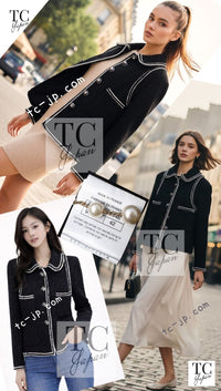 CHANEL 17A Black Wool Silk Braid Trimming Half Coat Jacket 34 40 42 シャネル ブラック ウール シルク ブレイドトリミング ハーフ コート ジャケット 即発 - TC JAPAN