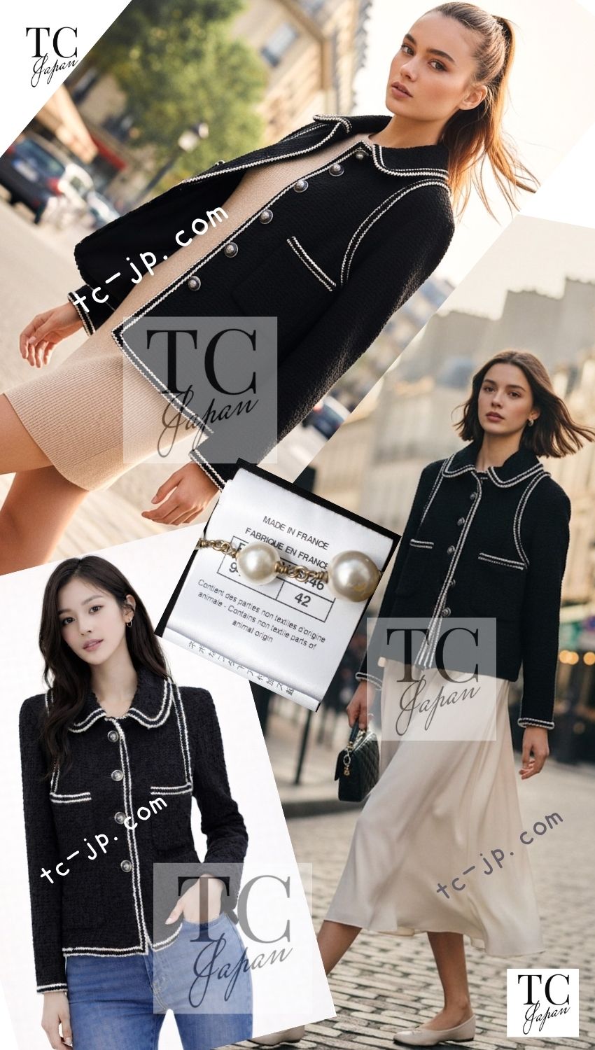 CHANEL 17A Black Wool Silk Braid Trimming Half Coat Jacket 34 40 42 シャネル ブラック ウール シルク ブレイドトリミング ハーフ コート ジャケット 即発 - TC JAPAN