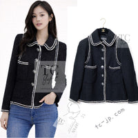 CHANEL 17A Black Wool Silk Braid Trimming Half Coat Jacket 34 40 42 シャネル ブラック ウール シルク ブレイドトリミング ハーフ コート ジャケット 即発
