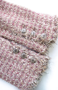CHANEL 06C pink beige tweed CC logo button women's jacket / シャネル レディース ピンク ベージュ ツイード CCロゴ ボタン ジャケット