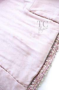 CHANEL 06C pink beige tweed CC logo button women's jacket / シャネル レディース ピンク ベージュ ツイード CCロゴ ボタン ジャケット