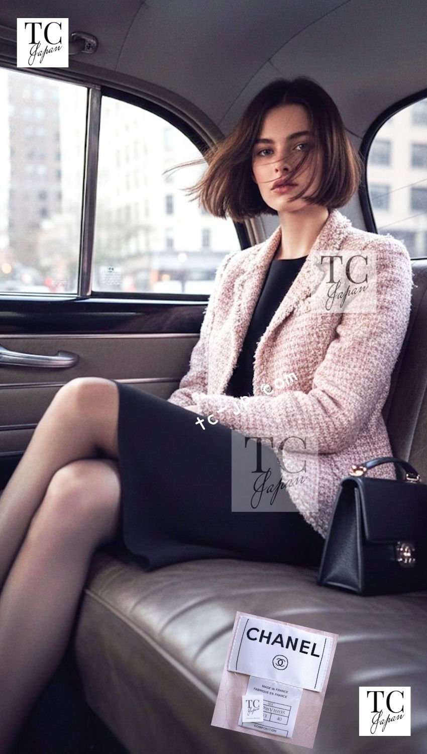 CHANEL 06C pink beige tweed CC logo button women's jacket / シャネル レディース ピンク ベージュ ツイード CCロゴ ボタン ジャケット