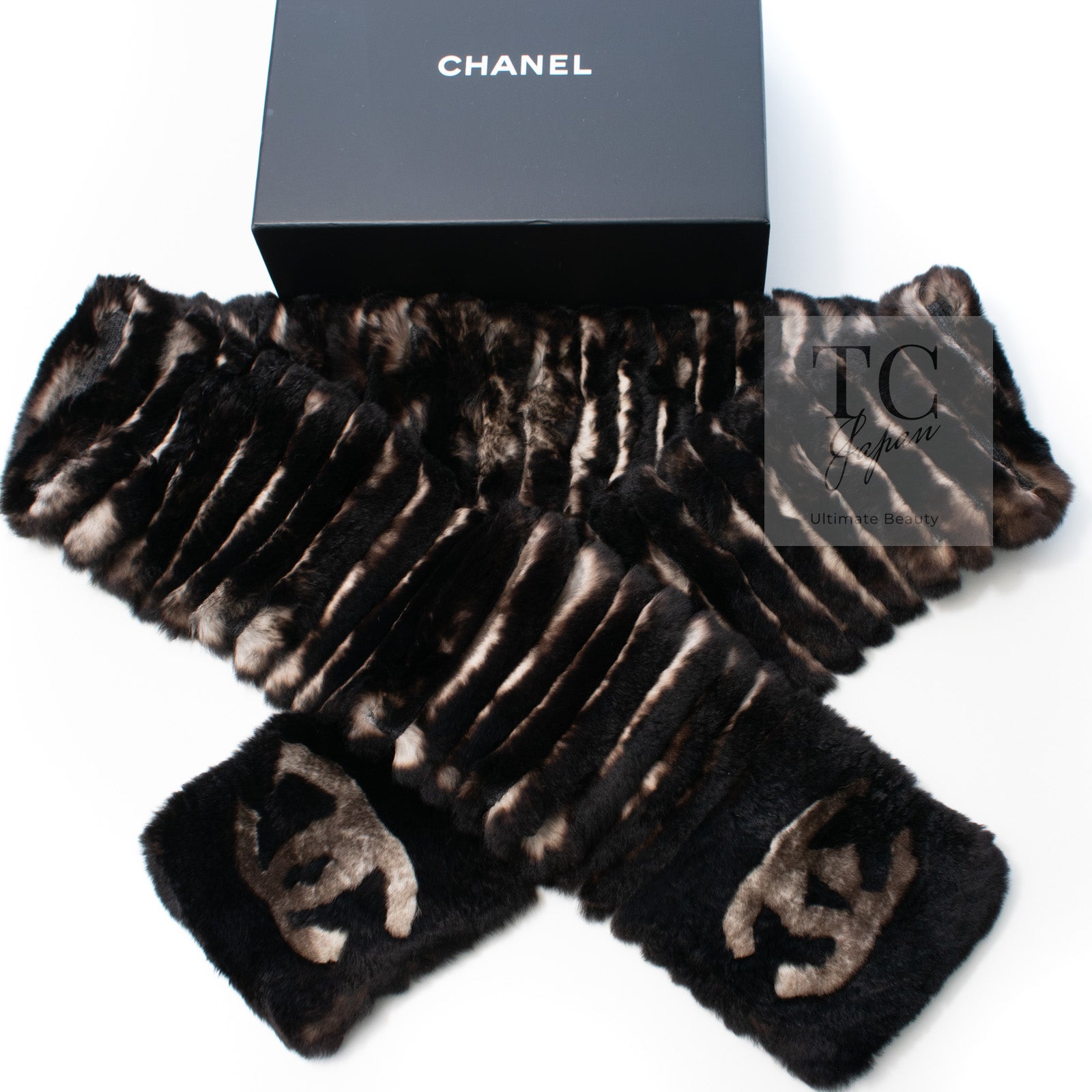 CHANEL Scarf Black Brown Coco Logo Mark Orylag Cachemire Fur シャネル マフラー ブラックブラウン ココロゴマーク オリラグ カシミヤ ファー 即発