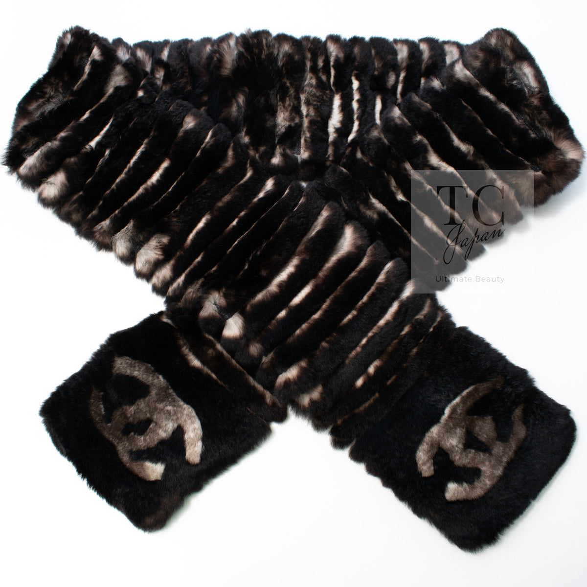 CHANEL Scarf Black Brown Coco Logo Mark Orylag Cachemire Fur シャネル マフラー ブラックブラウン ココロゴマーク オリラグ カシミヤ ファー 即発