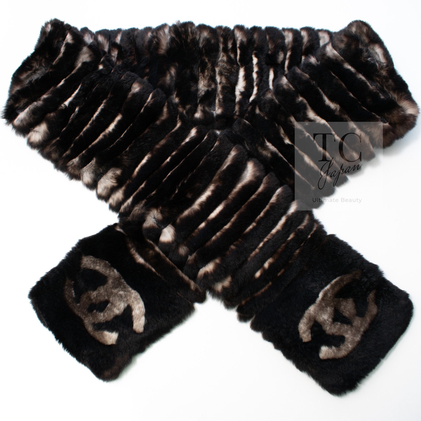 CHANEL Scarf Black Brown Coco Logo Mark Orylag Cachemire Fur シャネル マフラー ブラックブラウン ココロゴマーク オリラグ カシミヤ ファー 即発