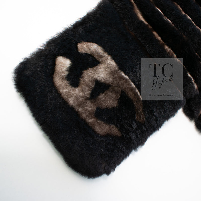CHANEL Scarf Black Brown Coco Logo Mark Orylag Cachemire Fur シャネル マフラー ブラックブラウン ココロゴマーク オリラグ カシミヤ ファー 即発