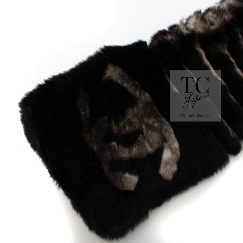 CHANEL Scarf Black Brown Coco Logo Mark Orylag Cachemire Fur シャネル マフラー ブラックブラウン ココロゴマーク オリラグ カシミヤ ファー 即発