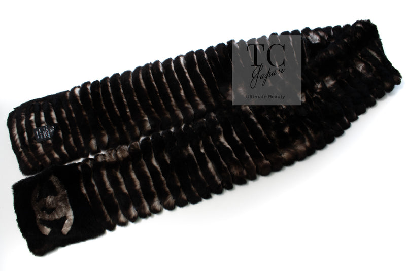 CHANEL Scarf Black Brown Coco Logo Mark Orylag Cachemire Fur シャネル マフラー ブラックブラウン ココロゴマーク オリラグ カシミヤ ファー 即発