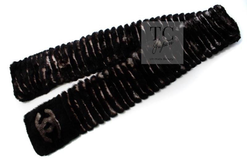 CHANEL Scarf Black Brown Coco Logo Mark Orylag Cachemire Fur シャネル マフラー ブラックブラウン ココロゴマーク オリラグ カシミヤ ファー 即発