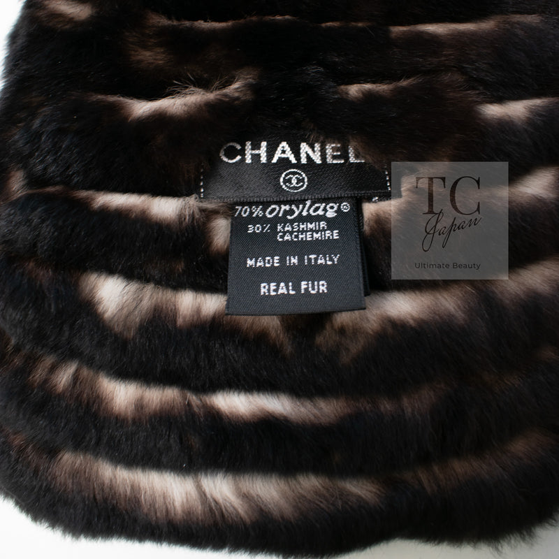 CHANEL Scarf Black Brown Coco Logo Mark Orylag Cachemire Fur シャネル マフラー ブラックブラウン ココロゴマーク オリラグ カシミヤ ファー 即発