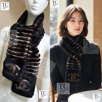 CHANEL Scarf Black Brown Coco Logo Mark Orylag Cachemire Fur シャネル マフラー ブラックブラウン ココロゴマーク オリラグ カシミヤ ファー 即発