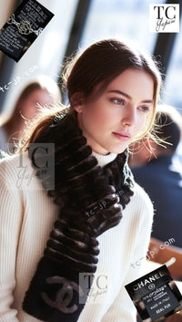 CHANEL Scarf Black Brown Coco Logo Mark Orylag Cachemire Fur シャネル マフラー ブラックブラウン ココロゴマーク オリラグ カシミヤ ファー 即発