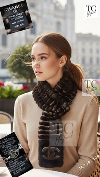 CHANEL Scarf Black Brown Coco Logo Mark Orylag Cachemire Fur シャネル マフラー ブラックブラウン ココロゴマーク オリラグ カシミヤ ファー 即発