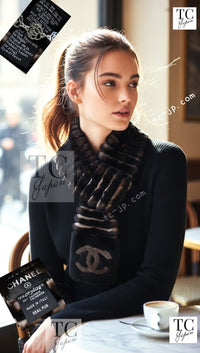 CHANEL Scarf Black Brown Coco Logo Mark Orylag Cachemire Fur シャネル マフラー ブラックブラウン ココロゴマーク オリラグ カシミヤ ファー 即発