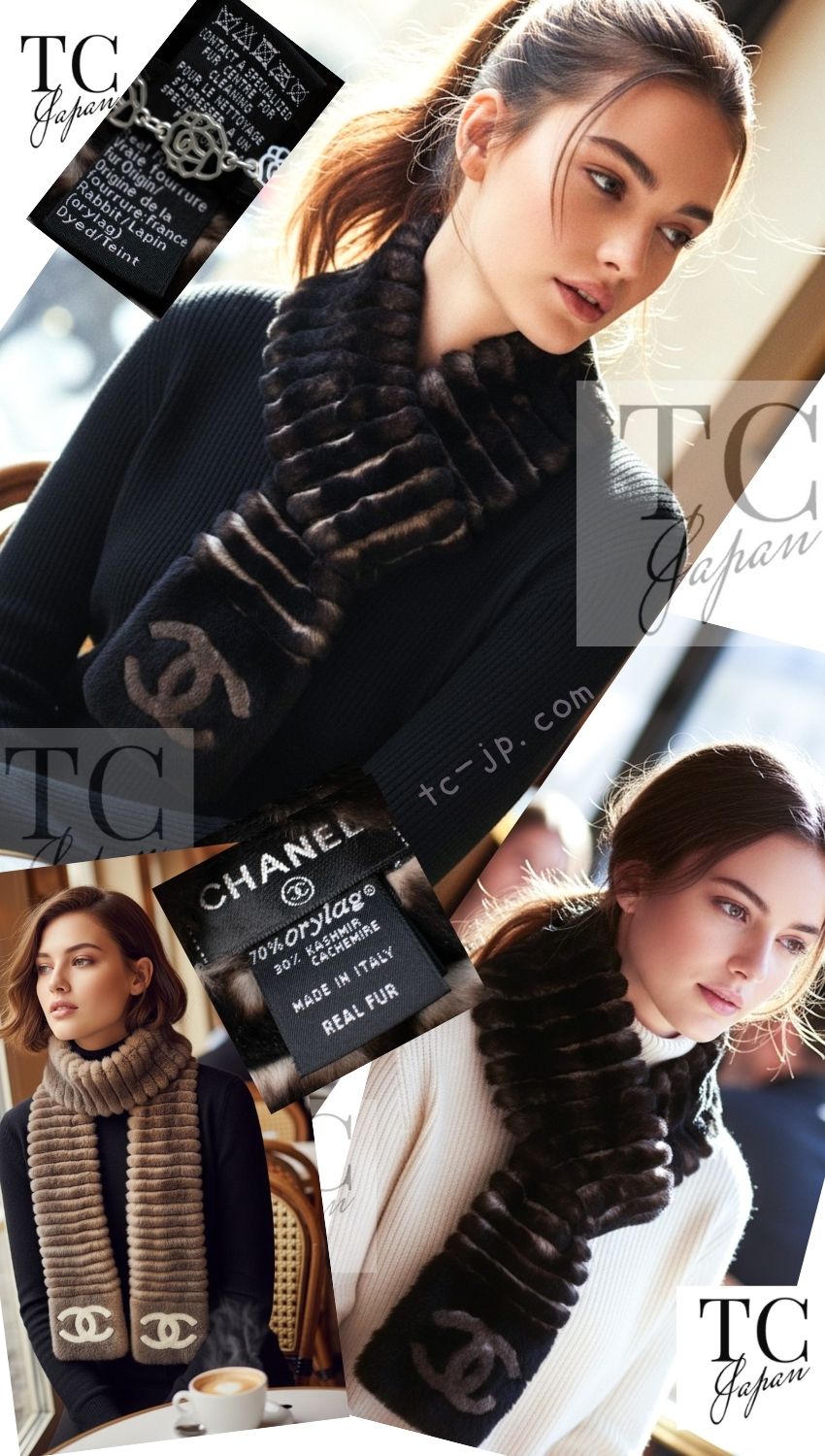 シャネル マフラー CHANEL ブラックブラウン ココロゴマーク オリラグ
