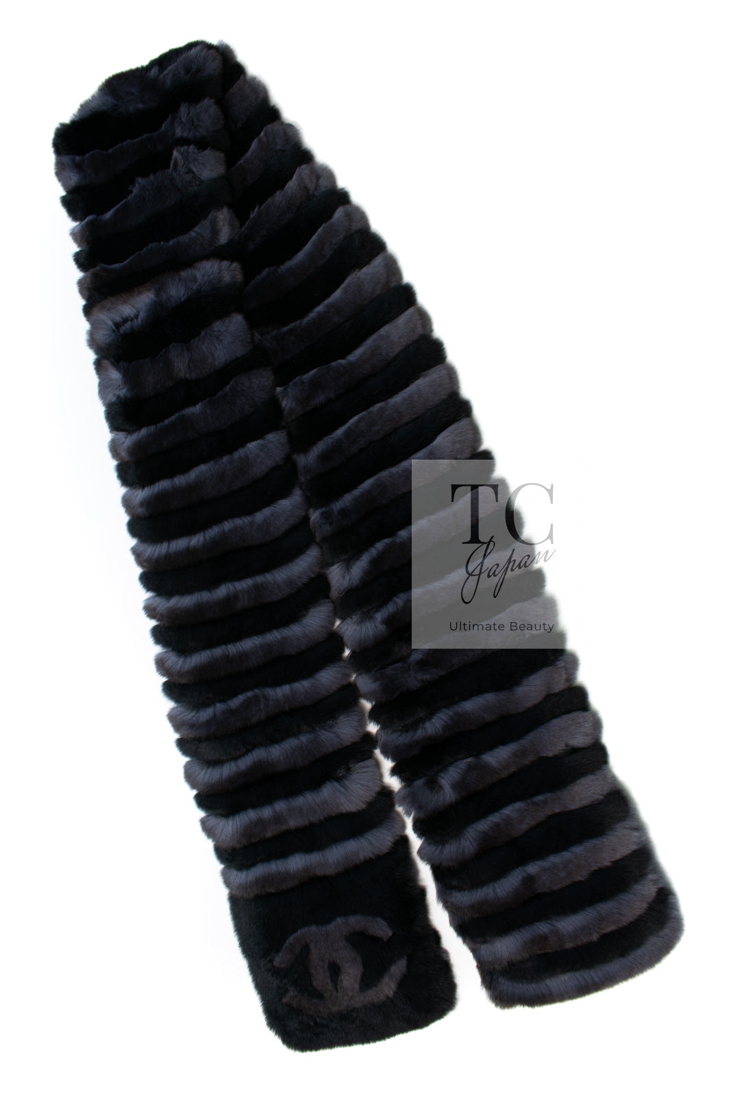 CHANEL Scarf Black Gray Coco Logo Mark Orylag Cachemire Fur シャネル マフラー ブラック グレー ココロゴマーク オリラグ カシミヤ ファー 即発
